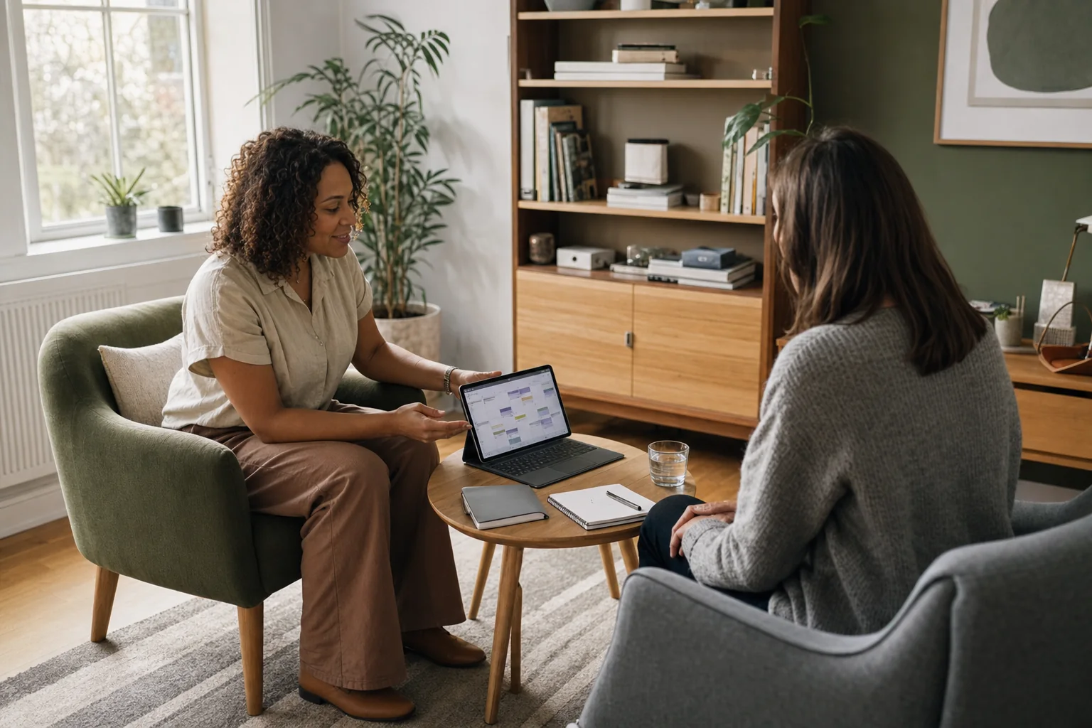 A consultant confirming an appointment with a client